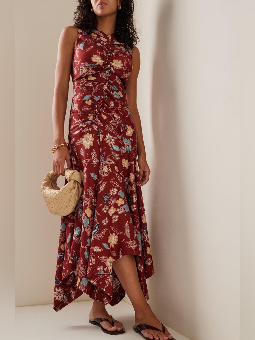 Ulla Johnson Silk Floral V-Neck Evening Gown- Size 4 - Picture 5 of 9